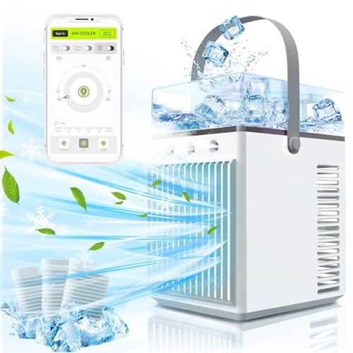 Condizionatore Portatile, USB Mini Condizionatore d'aria, Ventilatore, 3 velocità, Umidificatore,...