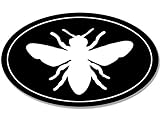 Black Oval Bee Silhouette Sticker (Bumble Save Keeper Beekeeper Honey Comb Vinyl Decal for car Truck or Laptop)