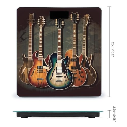 Báscula digital de baño Guitars Art de vidrio templado miniatura 2
