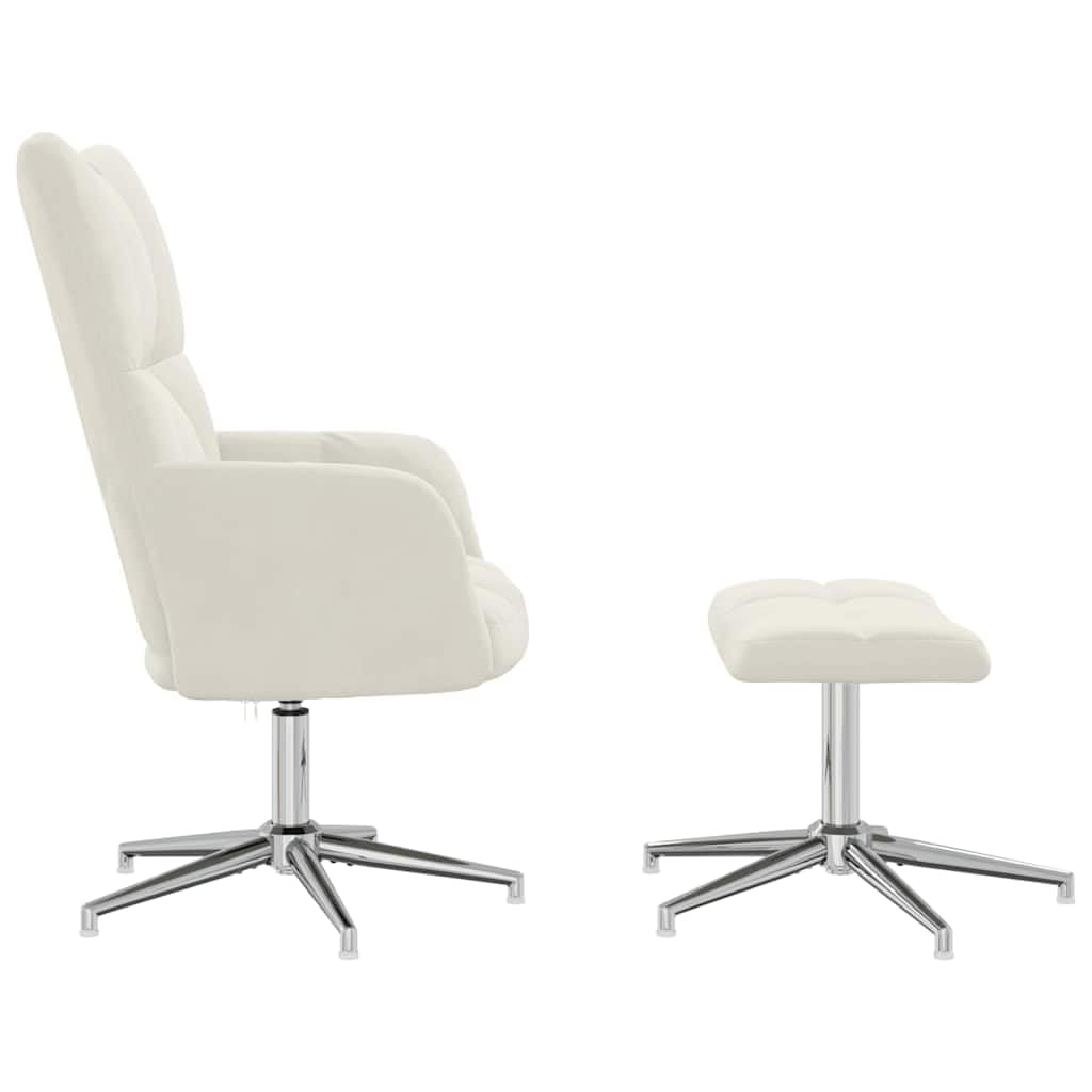 Silla de relajación (terciopelo blanco crema), diseño de taburete giratorio de 360º, 62 x 68 x 98 cm, silla de lectura cómoda con estructura de acero, para salón, dormitorio, oficina
