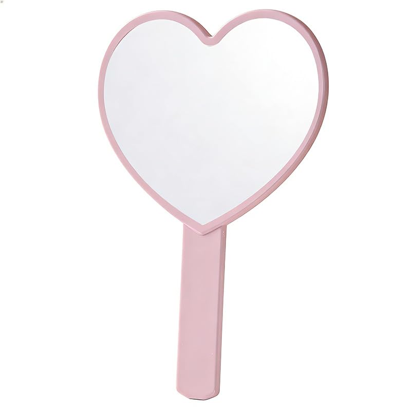 LoravenciaHandheld Makeup Mirror, Heart-Shaped Small Mirror, Portable Mini Hand Mirror for Girls, HD Handheld Mirror for Touch-Ups Pink-image-10
