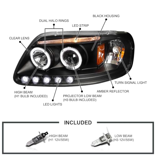 SPEC-D Dual Halo Projector Headlights for 1997-2003 Ford F-150 - Image 4