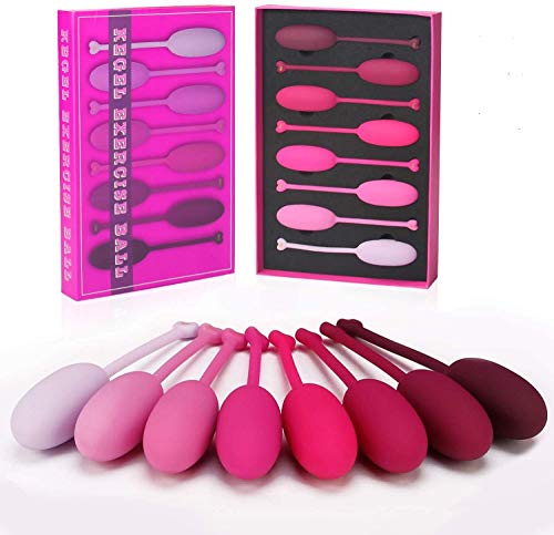 Kegel Exercise Weights- Set of 8 Premium Silicone Kegel Balls for Women Tightening Ben Wa Balls for Beginners & Advanced Recommend Pelvic Floor Exercises