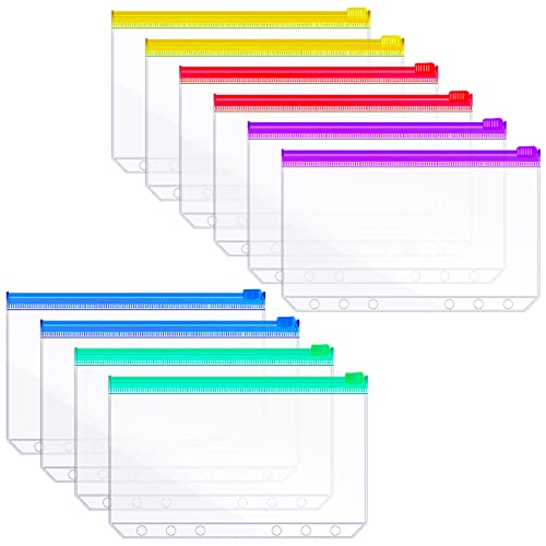 10 Stück A6 Binder Taschen, Klarsichthüllen A6 Ringbuch Budget Planner Deutsch Zubehör Loseblatt Taschen für Geldscheine Aufbewahrung Notizbücher Dokumente