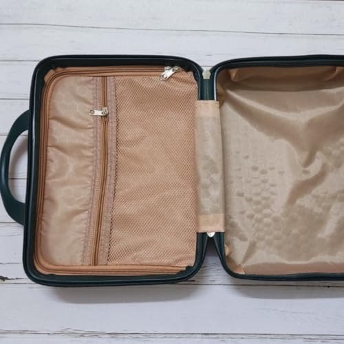 Image of SUNBEETMini Hard Shell Hard Travel Luggage Makeup Case Small Portable Carrying Case Suitcase Organizer Makeup Storage Box for Women (B-Dark Green)