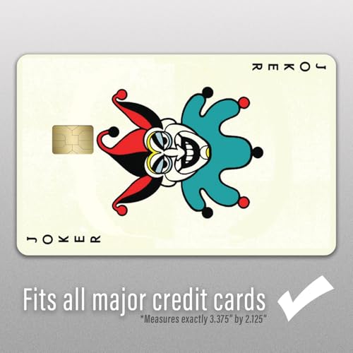 KCD Embalagem com 3 adesivos para cartão de crédito – Design ousado de cartas de baralho de coringa