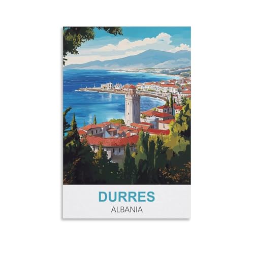 HYBFQXELL Durres Albanie Affiche de voyage vintage 30 x 45 cm
