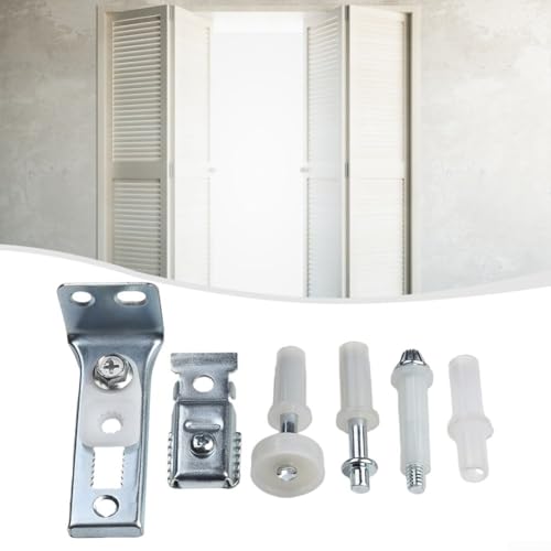 Kit de herrajes de reemplazo para puertas plegables Bi-Fold para puertas de hasta 50 lb con rodillo de pivote y soportes de montaje miniatura 4