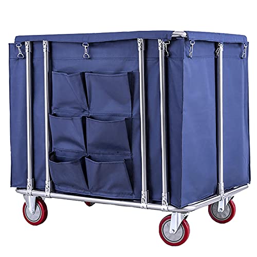 DFEDHF Commercial Heavy Duty Large Laundry Hamper Sorter Cart with 6 Cloth Bag 5 Inch Wheels, Stainless Steel Oxford Cloth, Max Load 150kg