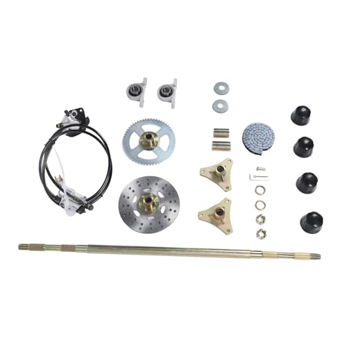 Aramox Eje Vivo Trasero Go Kart Kit de Montaje 29 Pulgadas con Piñón de Eje Cadena Pinza Disco Freno Bujes Rueda Repuesto para Quads