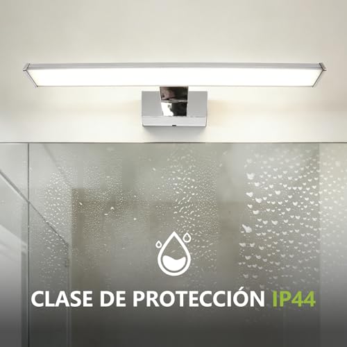 Miniatura 3 de Maxled, Light Is Led! Lámpara De Espejo Led Baño 40cm 8w 640lm Blanca Frio 6500k Ip44 Impermeable Aplique Led Aluminio Lámparas De Baño Iluminación Para Armario Maquillaje Gabinete No Regulable 230v