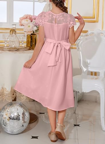 blibean Girls Summer Flower Dresses Semi Formal Lace Wedding Dress Size 6-15 Years3