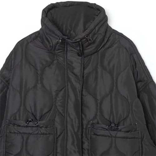 Women'S Loose Thin Jacket Stand Collar Long Sleeve Patch Pocket Casual Cotton Jacket3