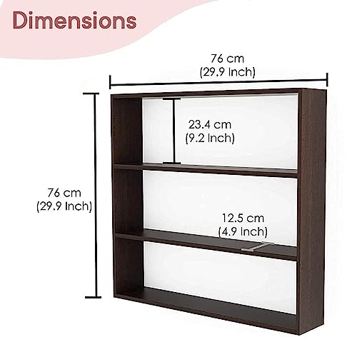Image of Kuber Industries Kitchen Wall Shelf|Wooden Handicraft Wall Mounted 3 Shelves for Kitchen|Multipurpose Storage Wall Shelf,30 inchX30 inch (Brown)