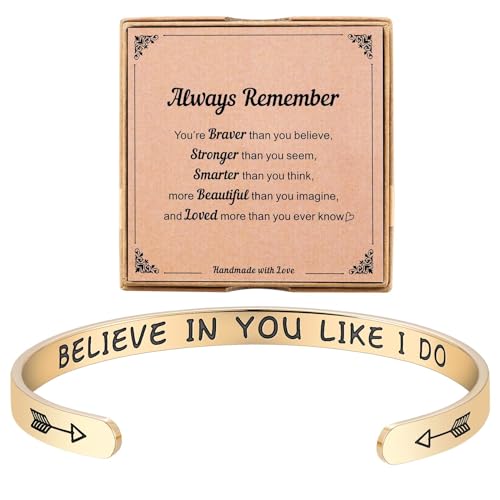 Kvekstio Movitational Quotes Believe in You Like I Do Cuff Bracelet Gifts for Teenage Girls Women Best Friend Sister Daughter