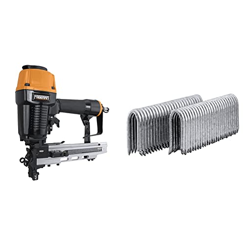 Freeman Pfs105 Pneumatic 10.5-Gauge 1-9/16" Fencing Stapler & Fs105G125 10.5-Gauge 1-1/4" Glue Collated Barbed Fencing Staples (1500 Count) #TOP21