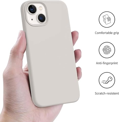 Image of DIZORO Microfiber Candy Case Compatible for iPhone 13 / iPhone 14 6.1 Inch Shockproof Slim Back Cover Liquid Silicone Case - Off White