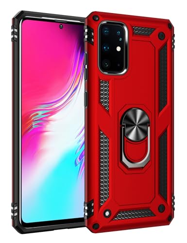 SORAKA Case for Samsung Galaxy S20 Plus with 360 Degree Rotation Ring Holder Soft TPU Slim Fit Case Samsung Galaxy S20 Plus 5G Case with Metal Plate for Magnetic Car Phone Holder Red