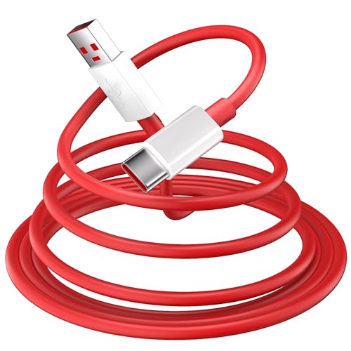 Image of Type C Cable Fast Charging - 80W | Warp /Dash Charge Compatible with OnePlus, Oppo, Realme & USB Type C Devices | USB A to Type C Cable | 1M Fast Data Sync & Smart Protection Chip - Red