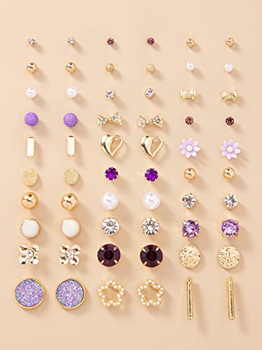 Image of Shining Diva Fashion 30 Pairs Combo Set Stylish Crystal Pearl Earrings for Women and Girls