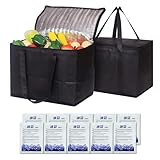 2 Stück kühltasche 40L + kühlakkus (10 Stück),Faltbare kühltasche groß (41x26x33cm),thermotasche,Cooler Bag,kühltaschen,isoliertasche,Kühltasche Faltbar