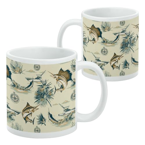 Taza de cerámica con diseño Billfish Fishing Tiki, 11oz miniatura 2