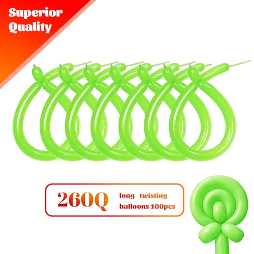 Image of 260 Light Green Long Balloons for Balloon Garland Thickening Skinny Latex Twisting Animals Modeling Christmas Birthday Wedding Party Festival Decorations 100pcs