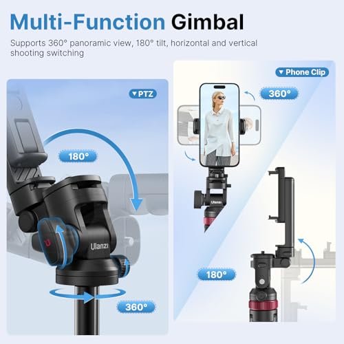 ULANZI MT-78 2-in-1 Mobiele Telefoon Camera Statief Uitschuifbaar 185 cm Selfie Stick Met Telefoonclip, 360° Balhoofd en Flitsschoen Voor Sony Canon iPhone 16 - Afbeelding 6
