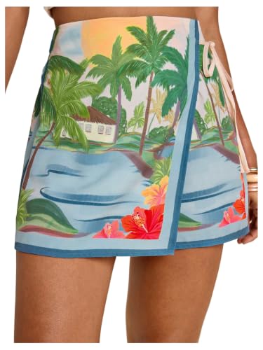Image of SweatyRocks Women's Boho Mini Skirts Floral Shorts Tie Side Wrap Skorts