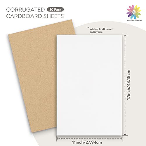 Image of Mat Board Center, 50 Pack 11x17 Inch Corrugated Cardboard Sheets