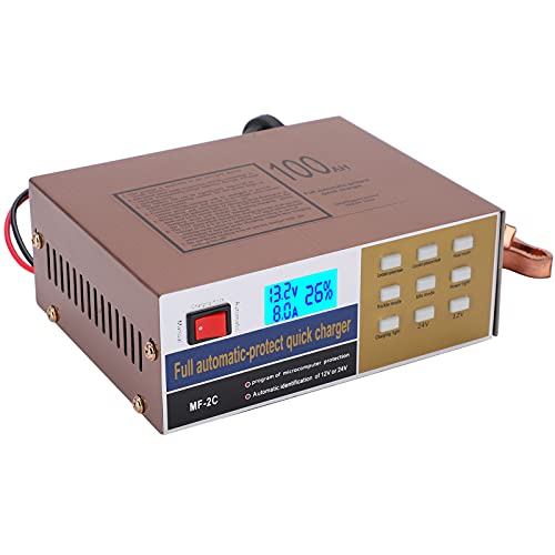 Batería de Motocicleta para Automóvil de 12V 24 V Cargador de Acero Inoxidable de Acero Inoxidable Ventilador de Enfriamiento de Energía Inteligente 3 Etapas (Enchufe de la UE)