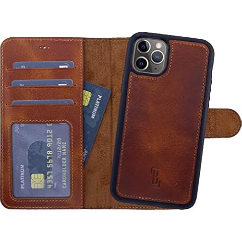 Burkley 2-in-1 Leather Mobile Phone Case for iPhone 12 Pro Max, Mobile Phone Case with Removable Back Cover, 360° Protection, RFID Blocker Cover
