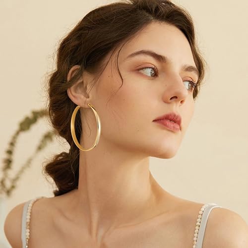 Image of Gacimy Gold Hoop Earrings for Women with 925 Sterling Silver Post