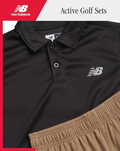 Image of New Balance Boys Short Set - 2 Piece Short Sleeve Collared Golf Boys Polo Shirt & Athletic Shorts for Outdoor Activities