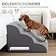 Mora Pets Hundetreppe für Kleine Hunde Haustiertreppe für Bett und Sofa Hunde Treppe rutschfeste Plüsch-Bezug waschbar Katzentreppe Hunderampe aus Schwamm 3 Stufen (40 cm hoch, Grau)