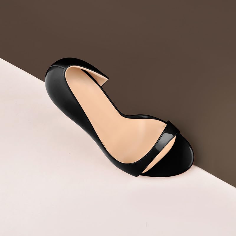 Scarpe classiche da donna a spillo con tacco alto rotondo aperto scarpe da donna vernice