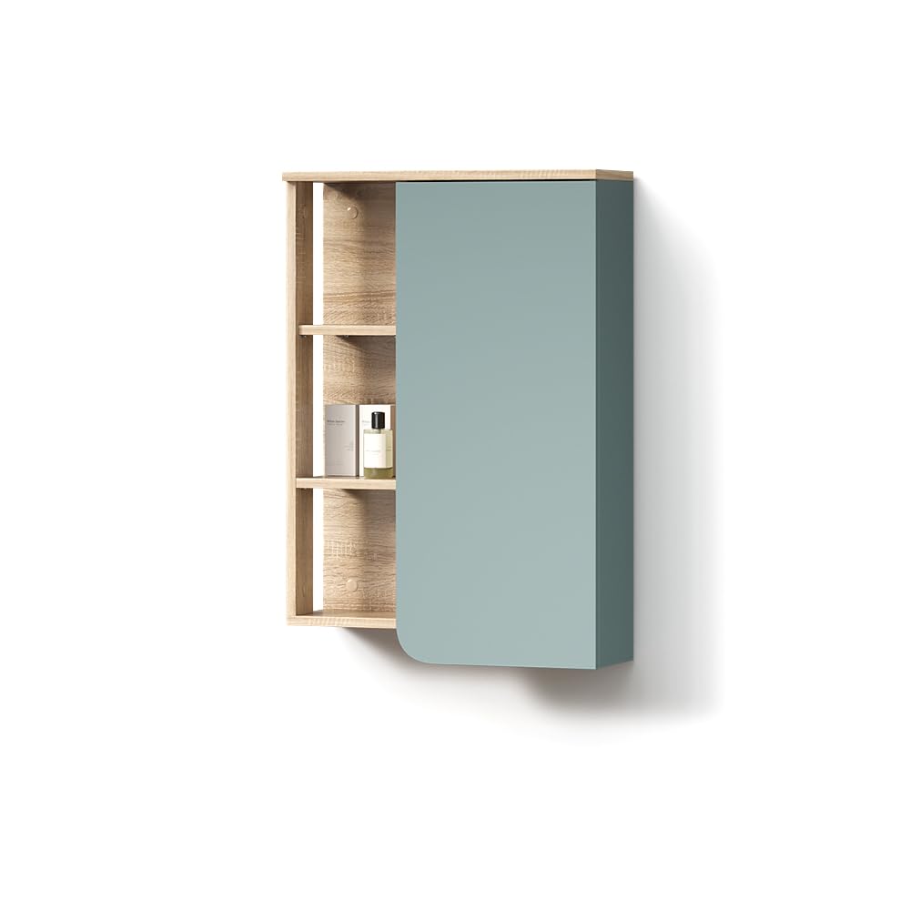 Livinity Armario de baño Marano, Gris Azulado, 50 x 75 cm con Puerta y Compartimentos Abiertos