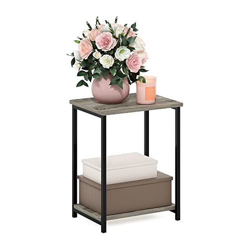 Furinno Simplistic 2-Tier Metal Frame Side Table, French Oak - image 1