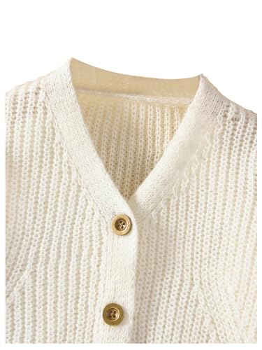 GORGLITTER Girl's Cardigan Cute Button Down Long Sleeve V Neck Knitted Fall Trendy 2025 Sweaters Top3