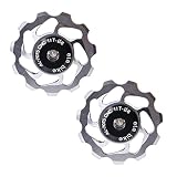 2PCS MTB Bike 11T Aluminum Ceramic Bearing Jockey Wheel Rear Derailleur Pulley (2PCS Titanium)