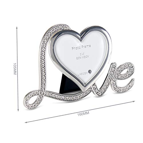 Lasody Elegant Silver Plated Heart Shaped Photo Frame Holds A 3" X 3" Photo,Anniversary Wedding Gifts Valentine's Day Gifts #TOP1