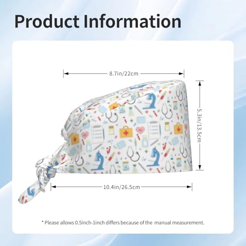 Image of Surgical Caps Men Women, Scrub Cap with Sweatband Adjustable