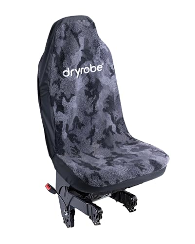 Dryrobe Single Car Seat Cover - Warm and Water-repellent - Synthetic Lambswool Lining - Super Tough and Durable - Black Camo