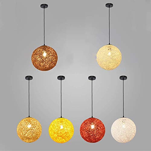 Suspension E26 E27 restaurant de lampe suspendue colorée en rotin