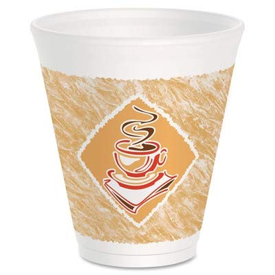 Dart 12X16G 3.6 Inch Top And 2.1 Inch Bottom Diameter 4 Inch Height 12-Ounce Cafe G Design Red Accent Printed Foam Cup 20-Pack ( Case of 50)