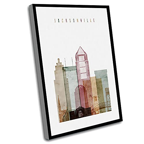 Tv Wall Decor,Glam Living Room Decor,Mini Office Decor,Jacksonville Art Print,Jacksonville Poster,Watercolor Wall Art,Travel Decor,Florida,City Prints,Home Decor,Gift,12x16 Inch Framed Wall Art