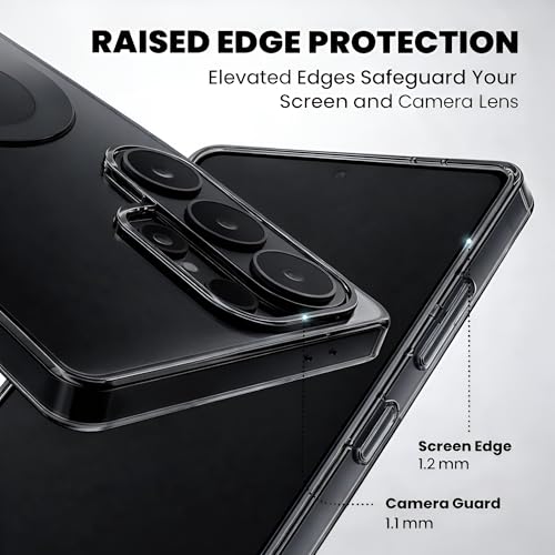 Image of Anti-Yellow Clear Case for Samsung Galaxy S26 Ultra | UV Shield Technology | Zero-Yellowing Formula | Drop Protection (TPU + Polycarbonate | Crystal Clear Black Case)