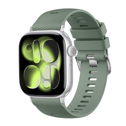 Meliya Bands Compatible with Apple Watch 38mm 40mm 41mm 42mm 44mm 45mm 46mm 49mm, Sporty Silicone Replacement Waterproof Straps for iWatch Series 10 9 Ultra 8 7 6 5 4 3 2 1 SE-Olive Green
