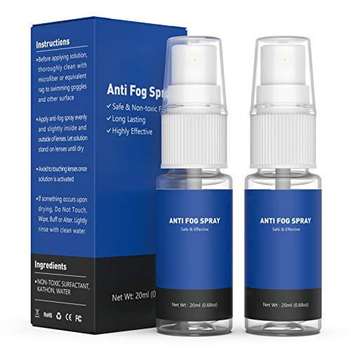 Anti Fog Spray for Glasses, Safe for Anti Reflective Lenses & All Lenses|Defogger for Plastic Windows, Mirrors, Eye Glasses, Swim Goggles, Snorkel & Ski Masks, Binoculars|Long Lasting Solution, 2Pack