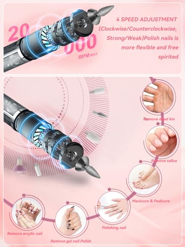 Kit d'ongles en acrylique complet avec ponceuse et poudre 4 couleurs - 5